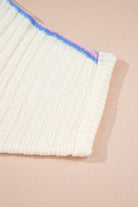 White Striped V Neck Dolman Sleeve Knit Sweater Sweaters 21c6071b2aa72a78