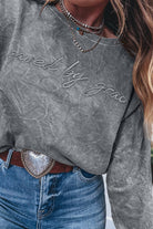 High-rise saved by grace Letter Embroidery Mineral Wash Loose Sweatshirt Sweatshirts & Hoodies 2272e66f3fed95a0