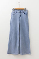 Beau Blue Button Zip High Waist Flared Hem Jeans Jeans 22d8dfd3f241d606