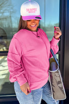 Bonbon Twist Ribbed Exposed Seam Detail Plus Size Top Plus Size Tops 22e44afb979d53fb