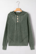 Mist Green Mineral Wash Ribbed Knit Drawstring Hooded Sweater Sweaters 23845bab8ae7b902