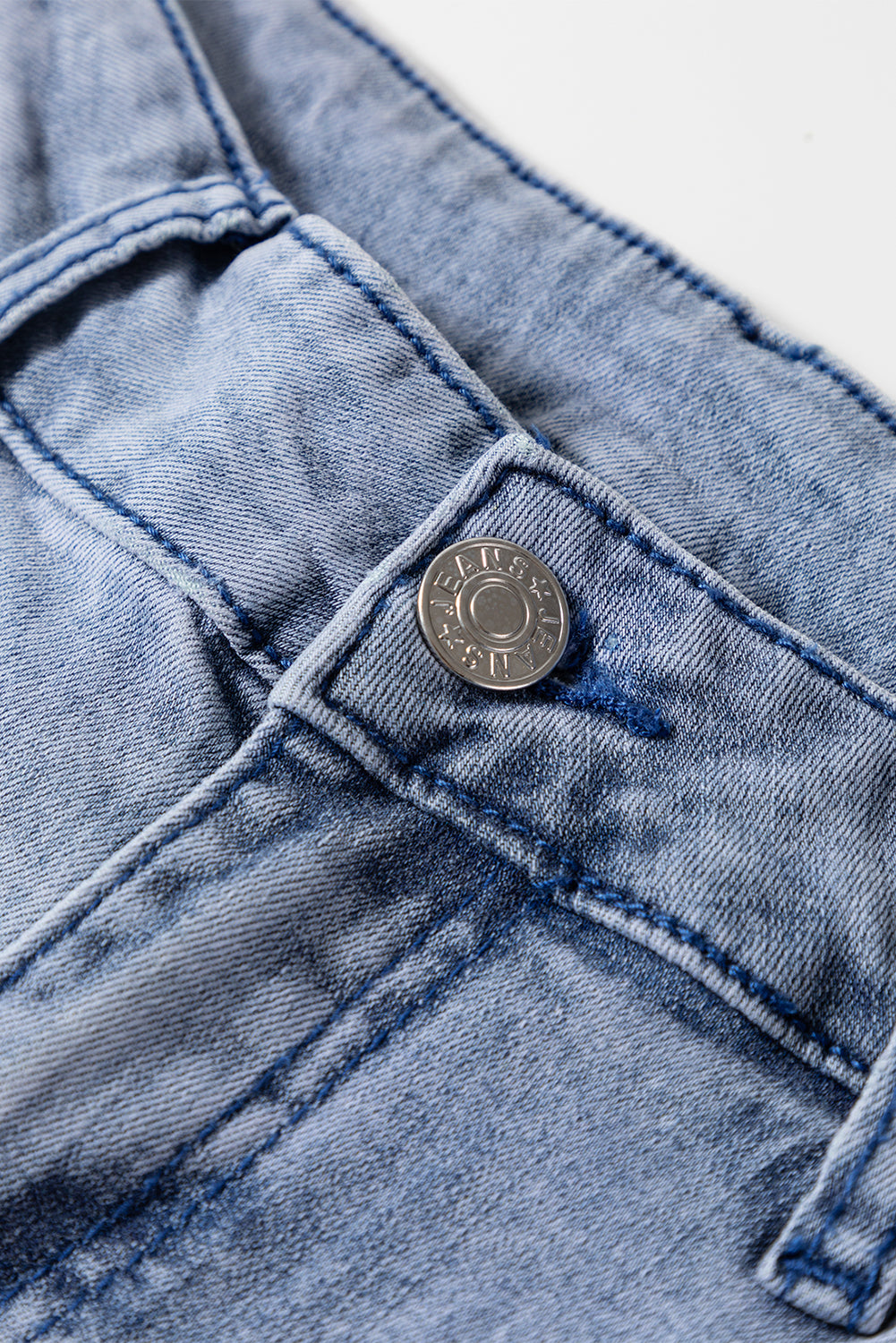 Beau Blue Button Zip High Waist Flared Hem Jeans Jeans 2396fb5a0f353502