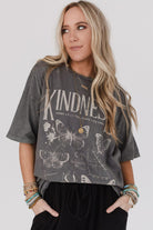 Dark Grey Kindness Butterflies Graphic Mineral Wash Loose Tee T Shirts 241e71637889f374