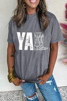 Gray YALL Boots Heat Transfer Printing Graphic Tee Graphic Tees 242c3b3f0c6ad0e8