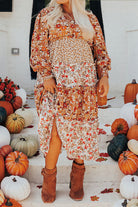 Khaki Plus Size Frill Tiered High Waist Floral Dress Plus Size Dresses 246689dee53eb754