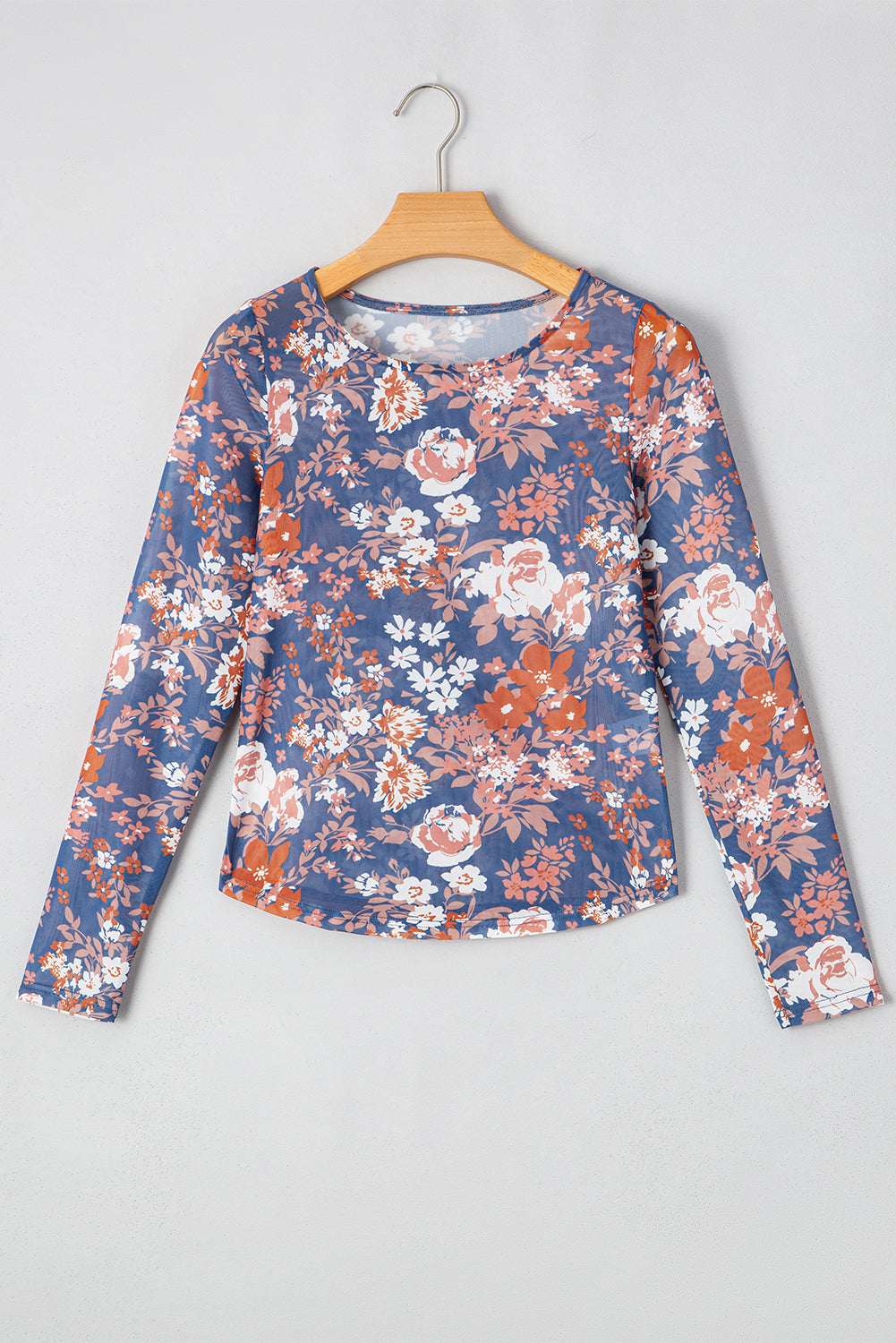 Orchid Petal Allover Floral Print Mesh Long Sleeve Top Long Sleeve Tops 247aa96468f4c6e5