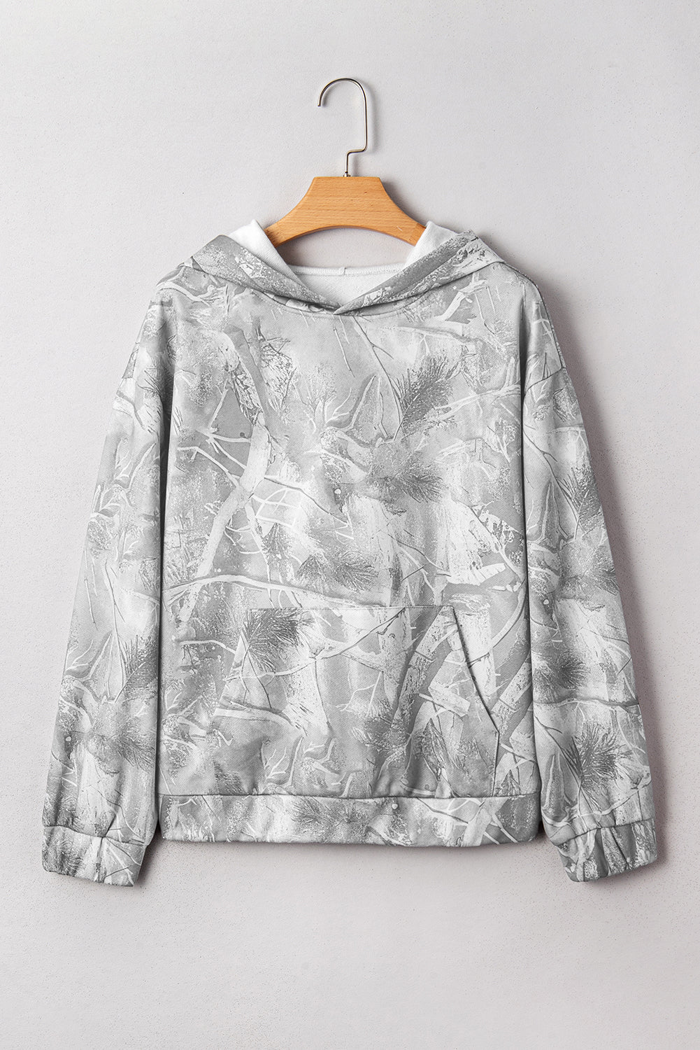 Light Pink Camouflage Plant Print Kangaroo Pocket Oversized Hoodie Sweatshirts & Hoodies 248b06e2ce6d13c3
