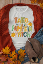 White Take Me To The Pumpkin Heat Transfer Printing Cotton Blend T Shirt Graphic Tees 24ac0ea44a03a96d