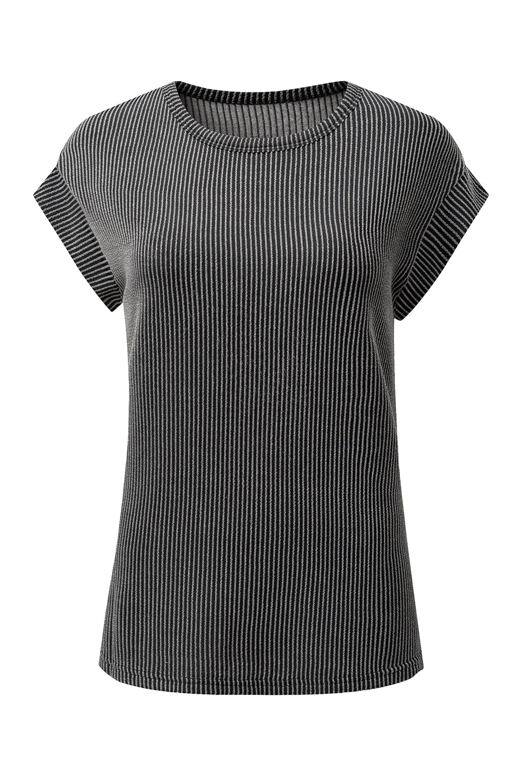 Carbon Grey Twisted Ribbed Textured Plain T Shirt T Shirts 24d82b902e00422f