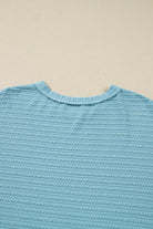Light Blue Textured Drop Shoulder Plus Size Knit Top Plus Size Tops 24f8b4dc009563a0