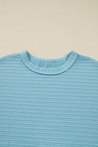 Light Blue Textured Drop Shoulder Plus Size Knit Top Plus Size Tops 24ff676a2a7545c5
