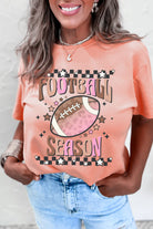 Pink FOOTBALL SEASON Heat Transfer Printing Graphic Game Day T Shirt Graphic Tees 25529bd02a39f2c6