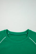 Black Contrast Piping Crewneck Pullover Mini Skirt Set Two Piece Skirt Sets 25fa563b55c4167e