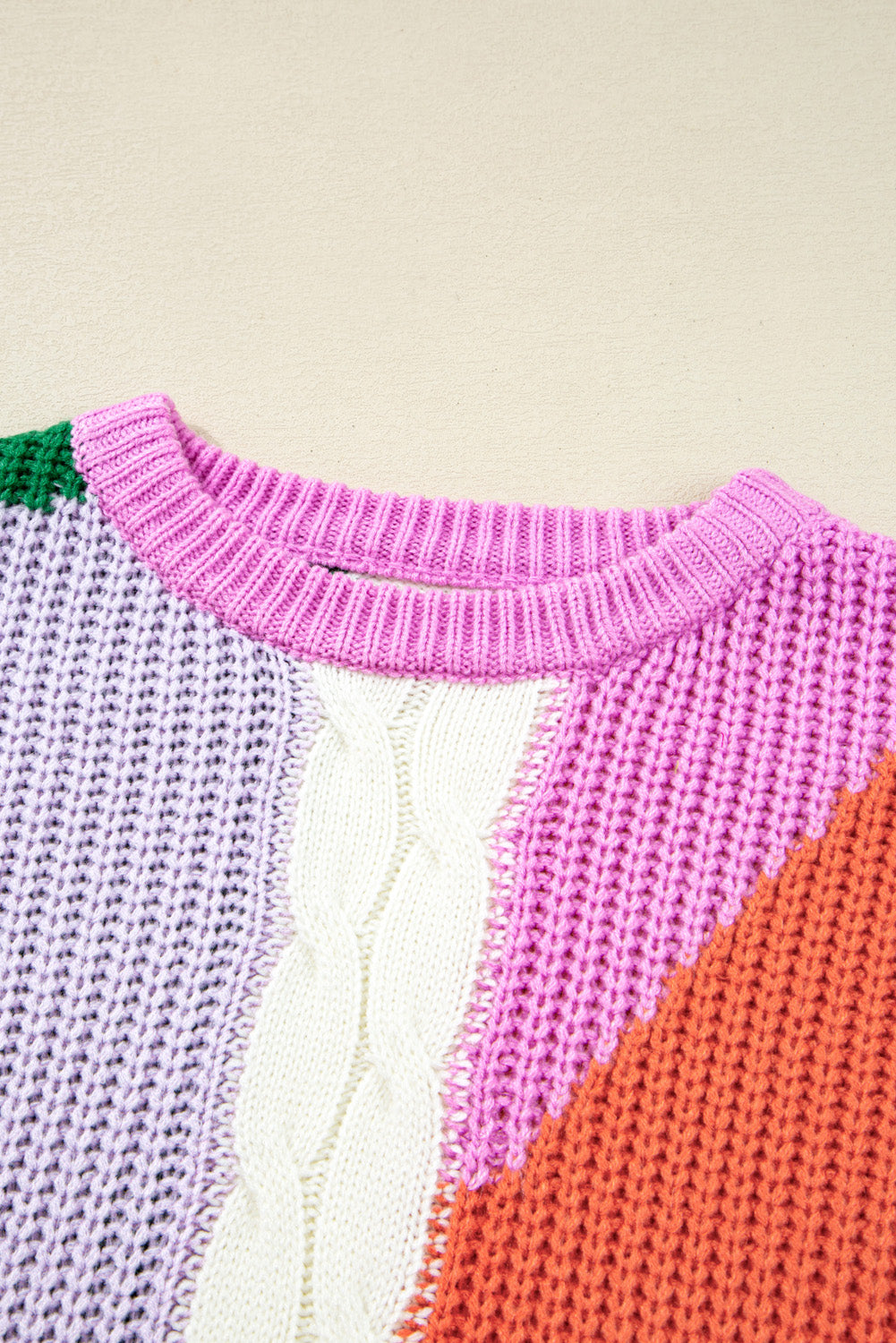 Desert Gold Colorblock Knit Drop Shoulder Loose Fit Sweater Sweaters 264d1765d851aca3