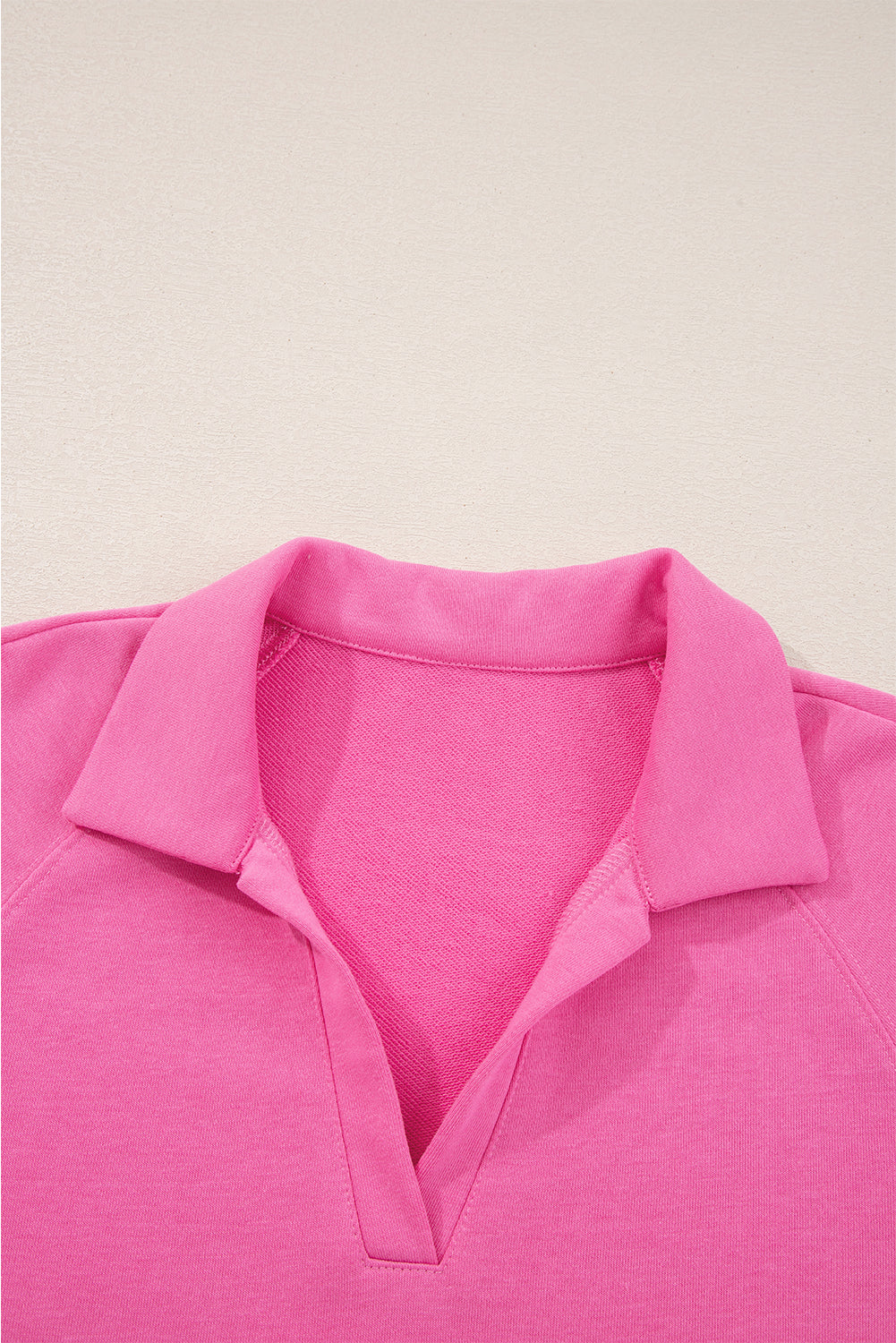 Sachet Pink Solid Color Collared Pullover and Central Seam Pants Set Two Piece Pants Sets 2665a46fc126c9f4