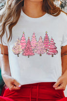 White Christmas Trees Heat Transfer Printing Graphic Tee Graphic Tees 269010a5a9556251