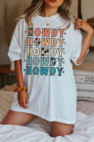 White HOWDY Stars Heat Transfer Printing Crew Neck Loose Fit T Shirt Graphic Tees 269ff9ffa9fcfaa9