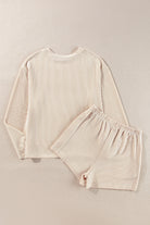 Carbon Grey Corded Long Sleeve Top and High Waist Shorts Set Two Piece Shorts Sets 26b1a6024e55bc49