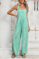 Moonlight Jade Abstract Print Wide Leg Bib Overall Jumpsuits 2704f46b87632d42