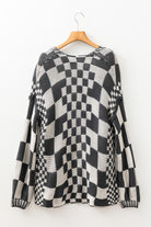 Orchid Petal Colorblock Checked Open Front Knitted Cardigan Cardigans 27103906ce17e329