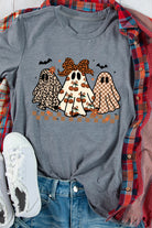 Gray Cute Halloween Ghost Heat Transfer Printing Casual Tee Graphic Tees 2711f0a3dea2a92b
