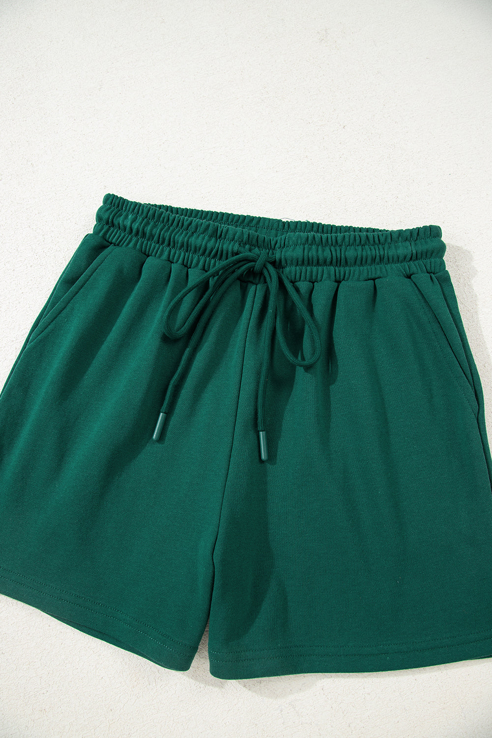 Evergreen Varsity Striped Sleeve Drop Shoulder Sweatshirt and Shorts Set Two Piece Shorts Sets 2747e02ae3dd3dfb