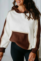 Coffee Colorblock Kangaroo Pocket Long Sleeve Hoodie Sweatshirts & Hoodies 27b083028d3cd30f