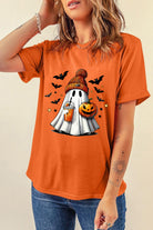 Orange Playful Halloween Ghost Pumpkin Heat Transfer Printing Tee Graphic Tees 28138e16af7a0b1a