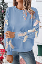Myosotis Sweet Bowknot Round Neck Sweatshirt Sweatshirts & Hoodies 28515b2e71b77355