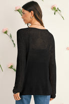 Black Crochet Hollow-out Knit Sweater Sweaters 2859736ede6fa8fe
