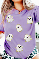 Wisteria Glitter Trim Chenille Ghost Sequins Patch Application Halloween Graphic Tee Graphic Tees 28ac1dcebd8ca6df