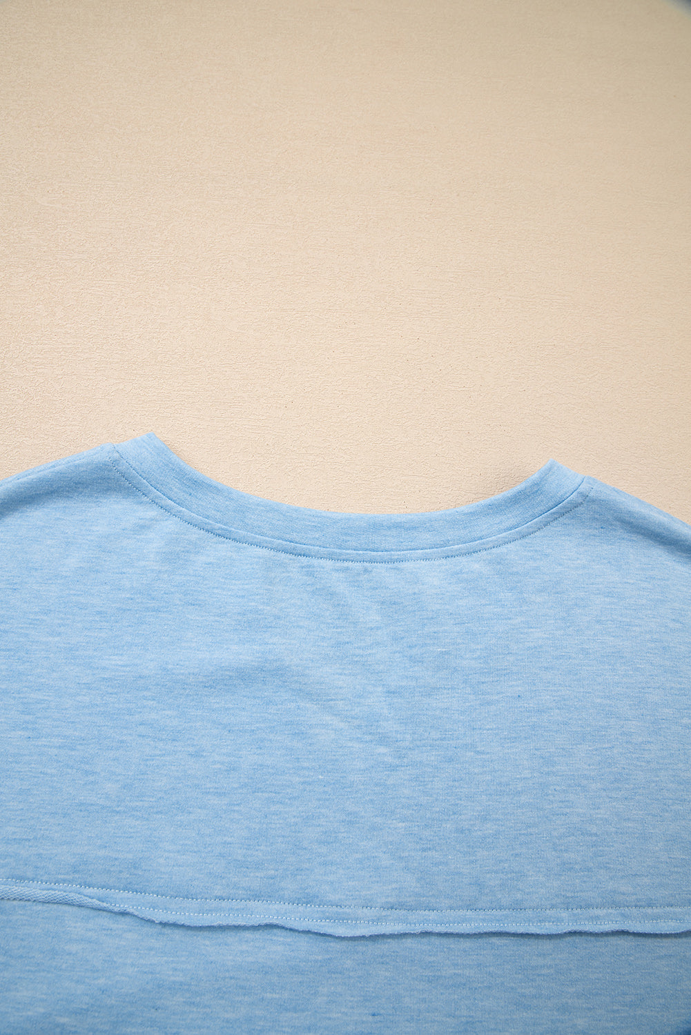 Smoke Green Notched Neck Terry Raw Hem Long Sleeve Top Long Sleeve Tops 28adbc27b7cd821b