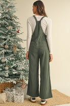 Jungle Green Plain Pocketed Loose Fit Corduroy Overalls Jumpsuits 28d1a0347a0f3f50