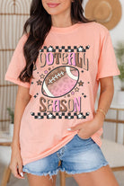 Pink FOOTBALL SEASON Heat Transfer Printing Graphic Game Day T Shirt Graphic Tees 28f5df35b86afbd1