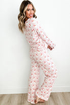 Pink Santa Claus Striped Print Loose Fit Two Piece Loungewear Set Loungewear Set 28f7fa7f61667b1e