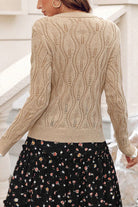 Smoke Gray Pearl Beaded Embellished Lace Applique Pointelle Knit Sweater Sweaters 28fb576be8533692