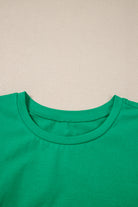 Dark Green Embroidered Ruffle Slim Fit Crew Neck Top Sleeveless Shirts 292affced45f29f9