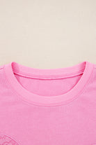 Pink Lace Bow Embroidered Dolman Sleeve Plus Size Sweatshirt Plus Size Tops 29874fbd0690078f