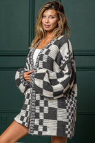 Orchid Petal Colorblock Checked Open Front Knitted Cardigan Cardigans 2a140182d00b7fc6