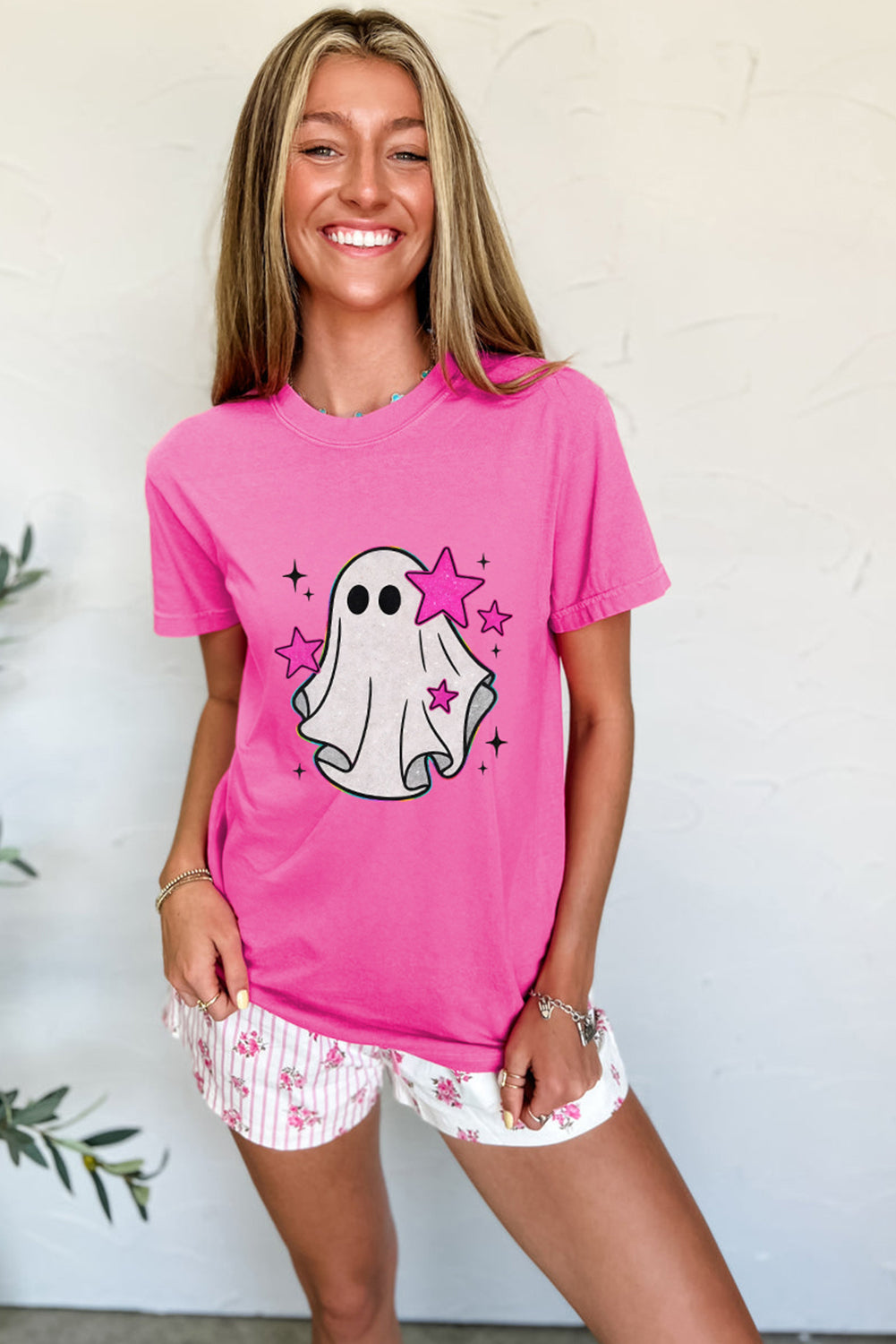 Sachet Pink Ghost Heat Transfer Printing Halloween T Shirt Graphic Tees 2aee9fd3d9c0bb6d