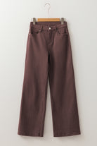 Coffee Solid Color Loose Straight High Waist Jeans Jeans 2b3082d3c8dfbbfb