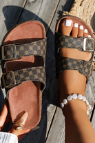 Coffee Vintage Double Buckle Comfortable Slippers Slides Shoes + Flip Flops 2b60f27f0c6bcce9