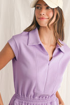 Orchid Bouquet Solid Color Cap Sleeve Zipper Romper Rompers 2b756124eee2a20a