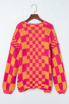 Orchid Petal Colorblock Checked Open Front Knitted Cardigan Cardigans 2ba1d84848c5c848