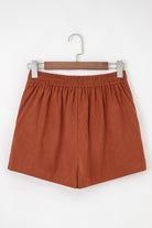 Clay Button Decor Scalloped Edge High Waist Corduroy Shorts Shorts 2bc7b0b150c15515
