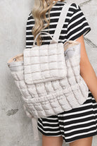 Pink Solid Flapped Quilted Puffer Backpack Backpacks 2bd27aadffd4d9d5