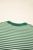 Green Stripe Exposed Seam Patchwork Plus Size Thermal Waffle Top Plus Size Tops 2c24283fba2dd9ee