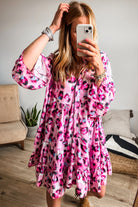 Khaki Leopard Button V Neck Pocket Flowy Mini Dress Short Dresses 2d759891c2cdc97f