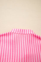 Pink Stripe Flare Sleeve Half Placket Tiered Flowy Mini Dress Short Dresses 2dd52a2b1c681ea9