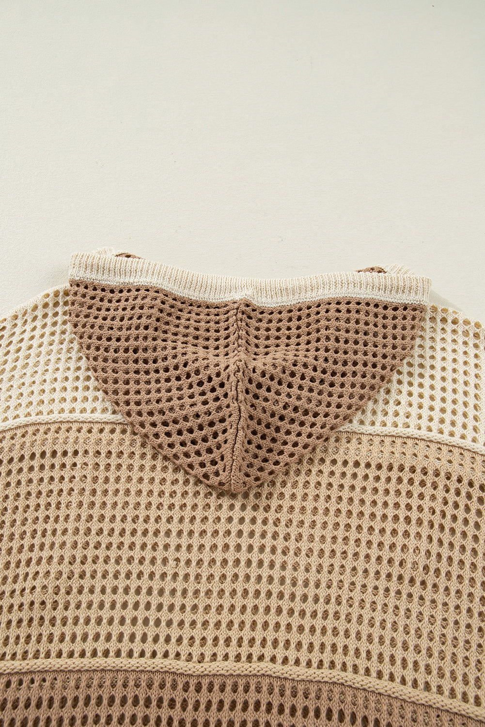 Parchment Colorblock Hollowed Knit Plus Size Hooded Jumper Sweater Plus Size Sweaters & Cardigans 2df2a83a090a1c04